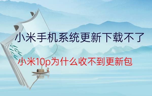 小米手机系统更新下载不了 小米10p为什么收不到更新包？